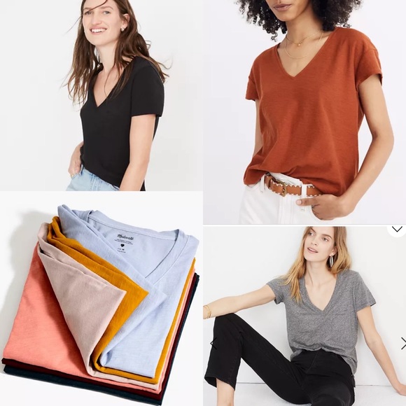 Madewell t-shirts black gray orange white green v-neck quality Nordstrom rack M - Picture 5 of 9